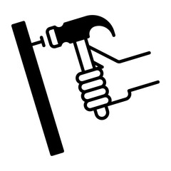 hand hammer icon. black fill icon