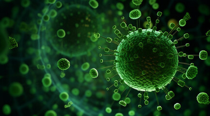 Futuristic Virus Model in Emerald Tones