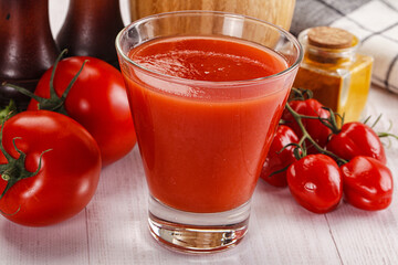 Fresh Tomato juice in the glass