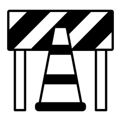 traffic cone icon. black fill icon