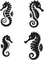 Sea Horse creative vector illustration,Sea animal color icons in trendy flat style