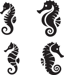 Sea Horse creative vector illustration,Sea animal color icons in trendy flat style