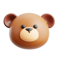 cute brown bear head doll animal shape pillow 3d icon illustration render design