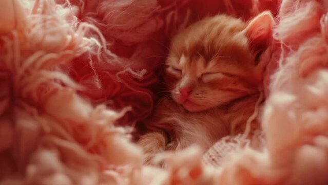 Little animal baby inside mother womb. Small embryo in uterus. Cute unborn cat sleep belly. Origin beginning new life concept. Kitten pregnancy. Tiny innocent infant grow. Medical science. Vet clinic.