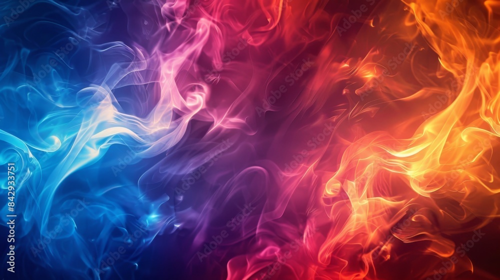 Fototapete Abstract background of colorful cigarette smoke swirling and intertwining in a mesmerizing display