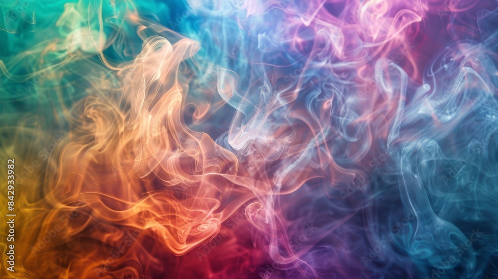 Fototapete abstract background of colorful cigarette smoke swirling and intertwining in a mesmerizing display