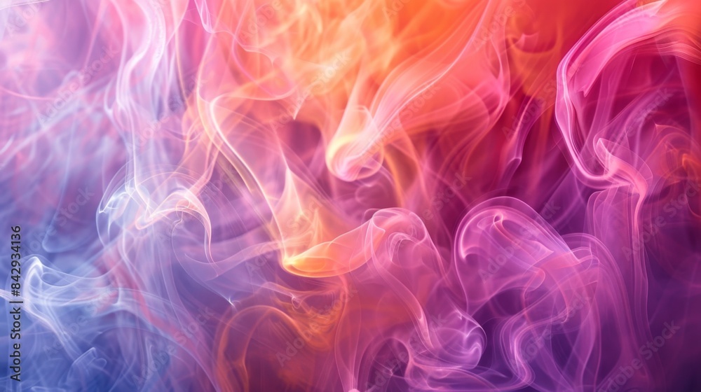 Fototapete abstract background of colorful smoke trails blending and weaving together in a surreal display