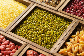Various grains on a monochrome background