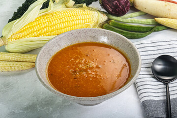 Vegan cuisine - hot tomato soup