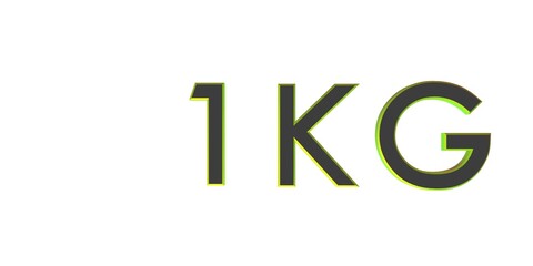 3D one of kilograms on a white background isolate. Weight. Rendering.