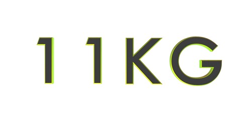 3D eleven of kilograms on a white background isolate. Weight. Rendering.
