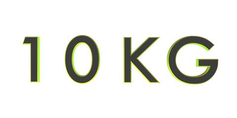 3D ten of kilograms on a white background isolate. Weight. Rendering.