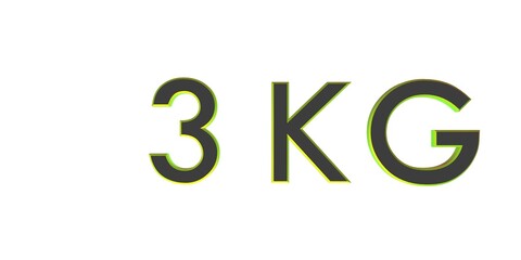 3D three of kilograms on a white background isolate. Weight. Rendering.