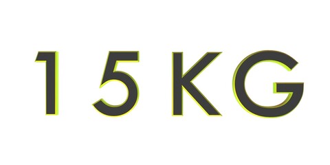 3D fifteen of kilograms on a white background isolate. Weight. Rendering.