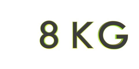 3D eight of kilograms on a white background isolate. Weight. Rendering.