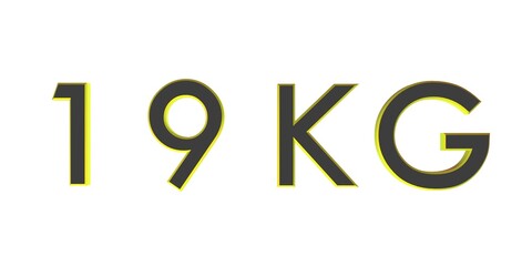 Fototapeta premium 3D nineteen of kilograms on a white background isolate. Weight. Rendering.