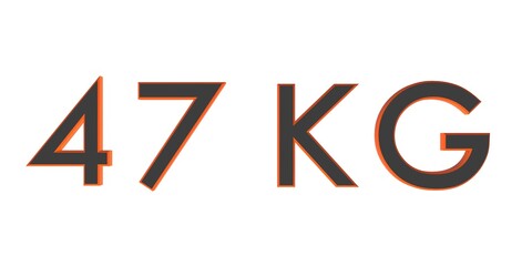 3D forty seven of kilograms on a white background isolate. Weight. Rendering.