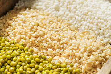 Various grains on a monochrome background