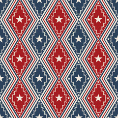 Red and Blue Vintage style American patriotic pattern