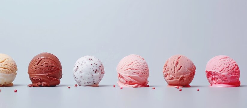Ice cream scoops displayed against a white backdrop