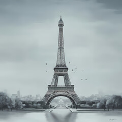 Eiffel Tower - minimalist image, Paris Olympics