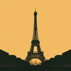 Obraz premium Eiffel tower - minimalist image, Paris Olympics