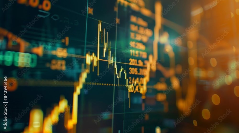 Aufkleber Close-up of a computer screen showing a detailed gold price graph with key indicators