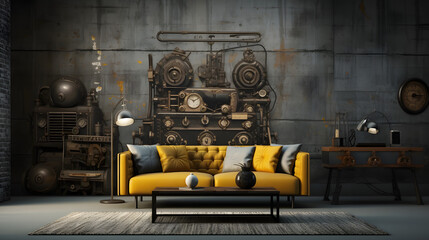 vintage industrial style interior design office space, office interior design, office space interior