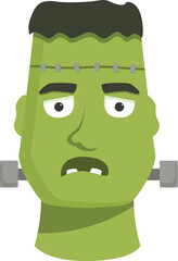 Sad frankenstein monster looking depressed with stitches and bolts