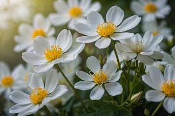 Tranquil White Blooms with Golden Centers