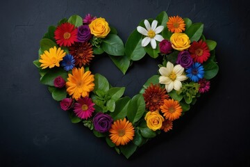 Fototapeta premium Colorful Floral Heart Arrangement