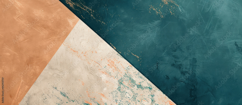 Poster three colors are dividing this abstract geometric background, creating a dynamic and modern composit