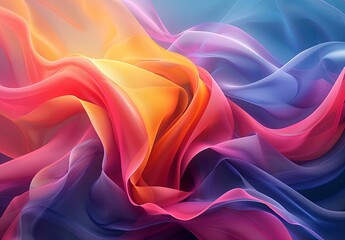 Fototapeta premium Illustrate an abstract 3D background vector with swirling, colorful ribbons creating a sense of depth and motion