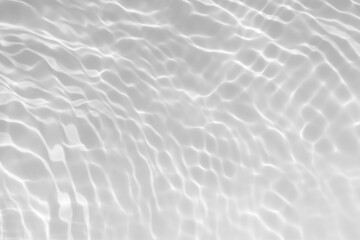 White water with ripples on the surface. Defocus blurred transparent white colored clear calm water surface texture with splashes and bubbles. Water waves with shining pattern texture background.
