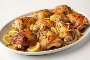 Scrumptious Baked Lemon Chicken with Caramelized Onions and Citrus Jus