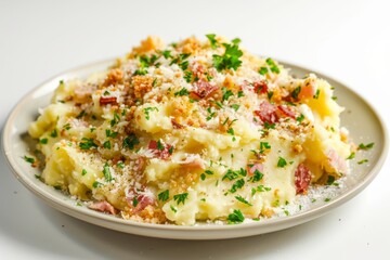 Hearty and Flavorful Baked Mashed Potatoes with Pancetta and Parmesan