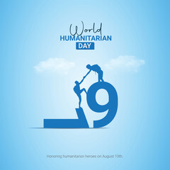 World Humanitarian Day Crative Ads Design. Humanitarian Day help protection icon isolated on Template for background. Humanitarian Day  Poster, vector, illustration, August 19. Important day