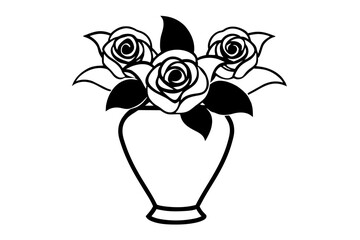 rose outline vector silhouette illustration
