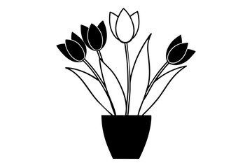 tulip outline vector silhouette illustration