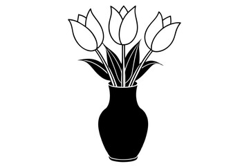 tulip outline vector silhouette illustration