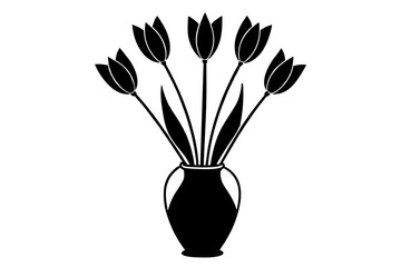 tulip outline vector silhouette illustration