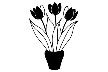 tulip outline vector silhouette illustration