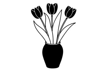 tulip outline vector silhouette illustration