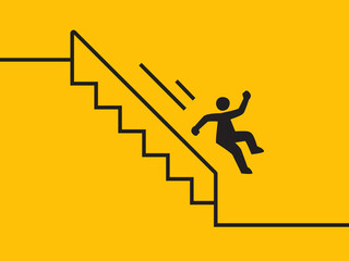 A Silhouette Slide on stair. Isolated Vector Illustration