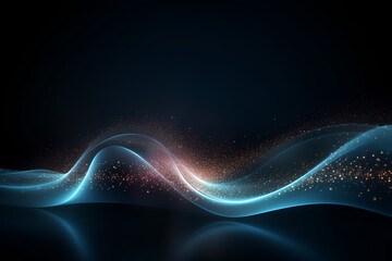 Digital wave with many dots and particles. Abstract dynamic wave background. Technology or science banner