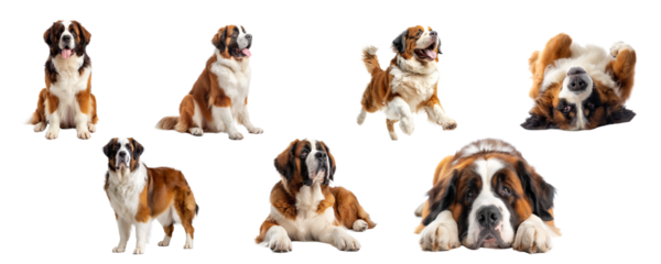 Saint Bernard Dog Poses: A Showcase of Gentle Giants. transparent background image.