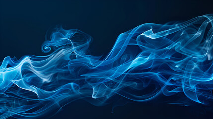 Fototapeta premium Blue smoke texture on dark background, abstract magic swirl of steam, Abstract colored smoke hookah on dark background