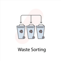 Waste Sorting Icon - Recycling, Eco-Friendly Disposal, and Waste Management Illustration.