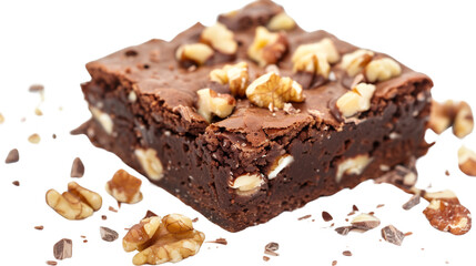 chocolate brownie cake isolated on white