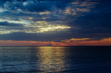 Sunset by the sea in Thassos Island Greece